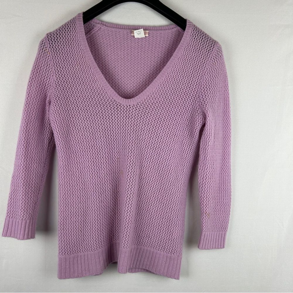 J. Crew purple eyelet loose knit cashmere sweater size S